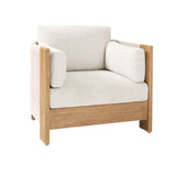 Modern Luxury Square Solid Wood Outdoor Sofa with Sponge Rope Cushions, Backrest and Armrests