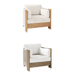 Modern Luxury Square Solid Wood Outdoor Sofa with Sponge Rope Cushions, Backrest and Armrests
