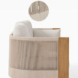 Modern Luxury Square Solid Wood Outdoor Sofa with Sponge Rope Cushions, Backrest and Armrests