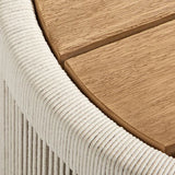 Modern Luxury Square Solid Wood Outdoor Sofa with Sponge Rope Cushions, Backrest and Armrests