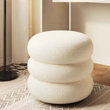 Modern Minimalist Cylinder-Frame Vanity Stool in Solid Wood with Lambswool Cushion — Perfect for the Bedroom