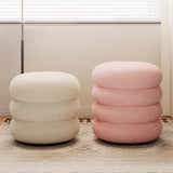 Modern Minimalist Cylinder-Frame Vanity Stool in Solid Wood with Lambswool Cushion — Perfect for the Bedroom
