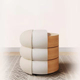 Modern Minimalist Cylinder-Frame Vanity Stool in Solid Wood with Lambswool Cushion — Perfect for the Bedroom