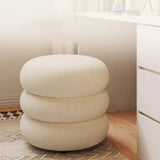 Modern Minimalist Cylinder-Frame Vanity Stool in Solid Wood with Lambswool Cushion — Perfect for the Bedroom