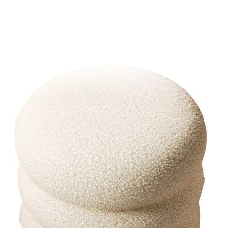Modern Minimalist Cylinder-Frame Vanity Stool in Solid Wood with Lambswool Cushion — Perfect for the Bedroom