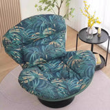 Nordic Contemporary Armless Swivel Sofa with Circular Arc Carbon Steel Frame, Velvet-Cotton Upholstery and Pearly Plastic Accents – Living Room
