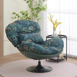Nordic Contemporary Armless Swivel Sofa with Circular Arc Carbon Steel Frame, Velvet-Cotton Upholstery and Pearly Plastic Accents – Living Room