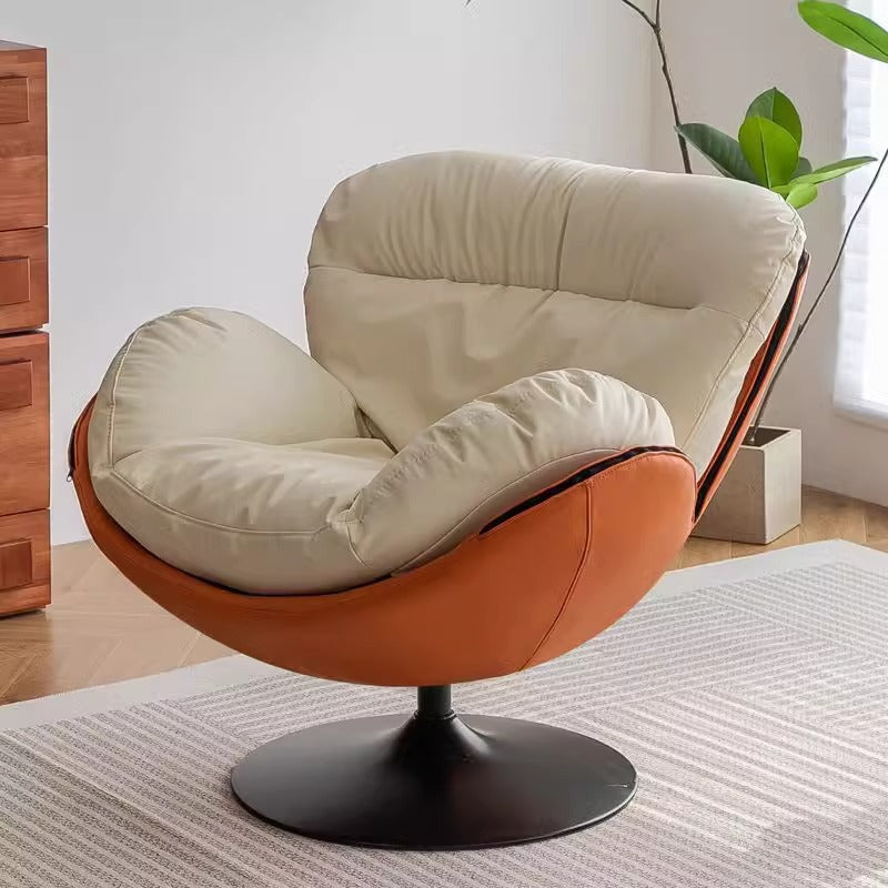 Nordic Contemporary Armless Swivel Sofa with Circular Arc Carbon Steel Frame, Velvet-Cotton Upholstery and Pearly Plastic Accents – Living Room