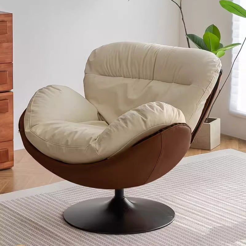 Nordic Contemporary Armless Swivel Sofa with Circular Arc Carbon Steel Frame, Velvet-Cotton Upholstery and Pearly Plastic Accents – Living Room