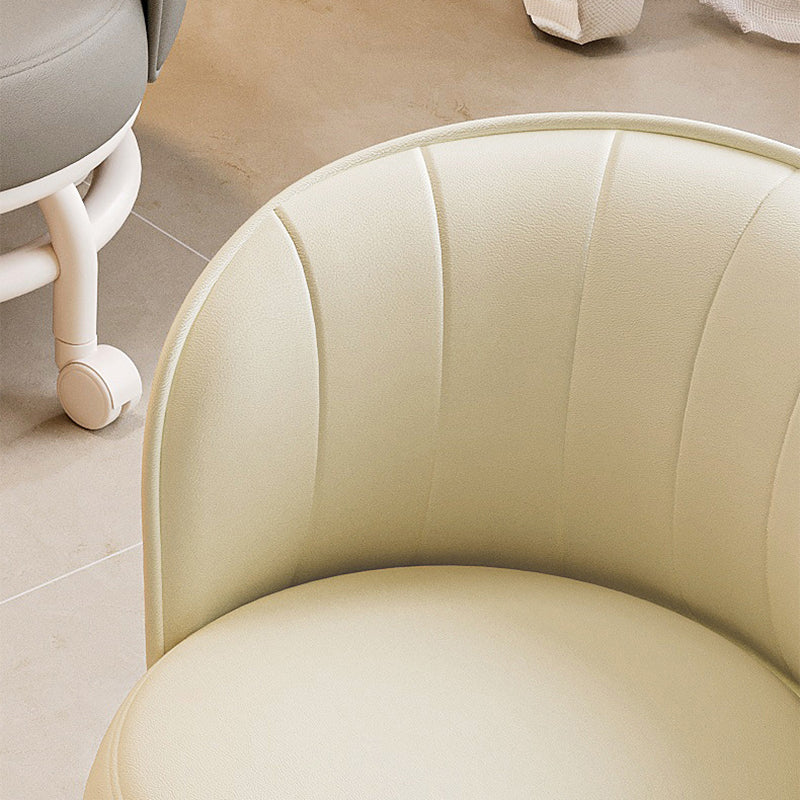 Modern Minimalist Round PU Leather Cushioned Stool - Movable, Low-Profile, Armless Stool for Living Room
