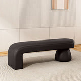 Luxurious Contemporary Wood-Strip PU Leather Cushioned Bench – Armless, Backless Living Room Accent