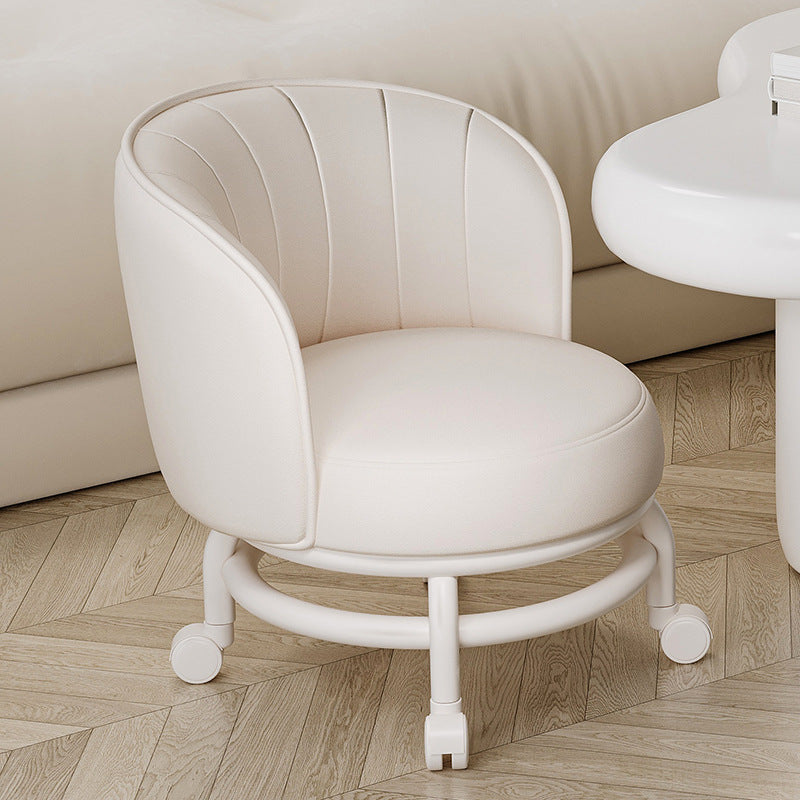 Modern Minimalist Round PU Leather Cushioned Stool - Movable, Low-Profile, Armless Stool for Living Room