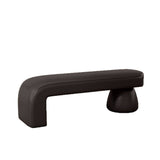 Luxurious Contemporary Wood-Strip PU Leather Cushioned Bench – Armless, Backless Living Room Accent