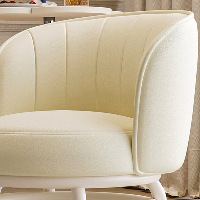 Modern Minimalist Round PU Leather Cushioned Stool - Movable, Low-Profile, Armless Stool for Living Room