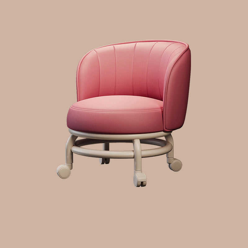 Modern Minimalist Round PU Leather Cushioned Stool - Movable, Low-Profile, Armless Stool for Living Room