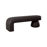 Luxurious Contemporary Wood-Strip PU Leather Cushioned Bench – Armless, Backless Living Room Accent