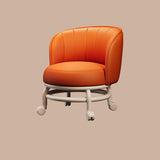 Modern Minimalist Round PU Leather Cushioned Stool - Movable, Low-Profile, Armless Stool for Living Room