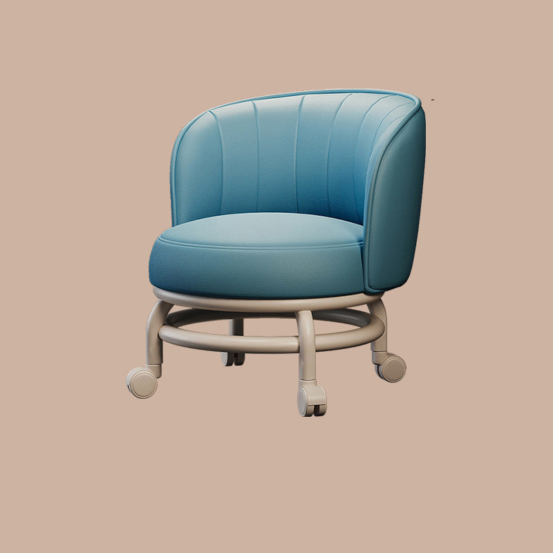 Modern Minimalist Round PU Leather Cushioned Stool - Movable, Low-Profile, Armless Stool for Living Room