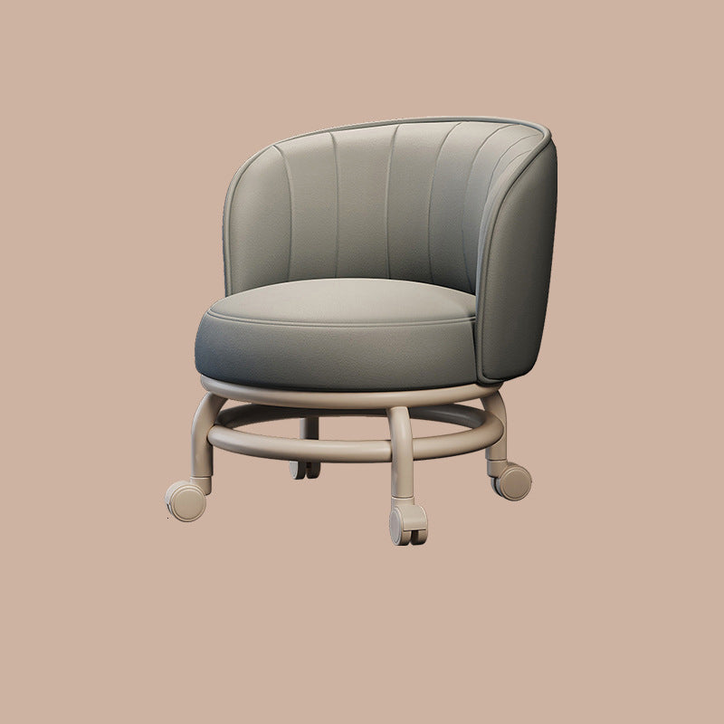 Modern Minimalist Round PU Leather Cushioned Stool - Movable, Low-Profile, Armless Stool for Living Room