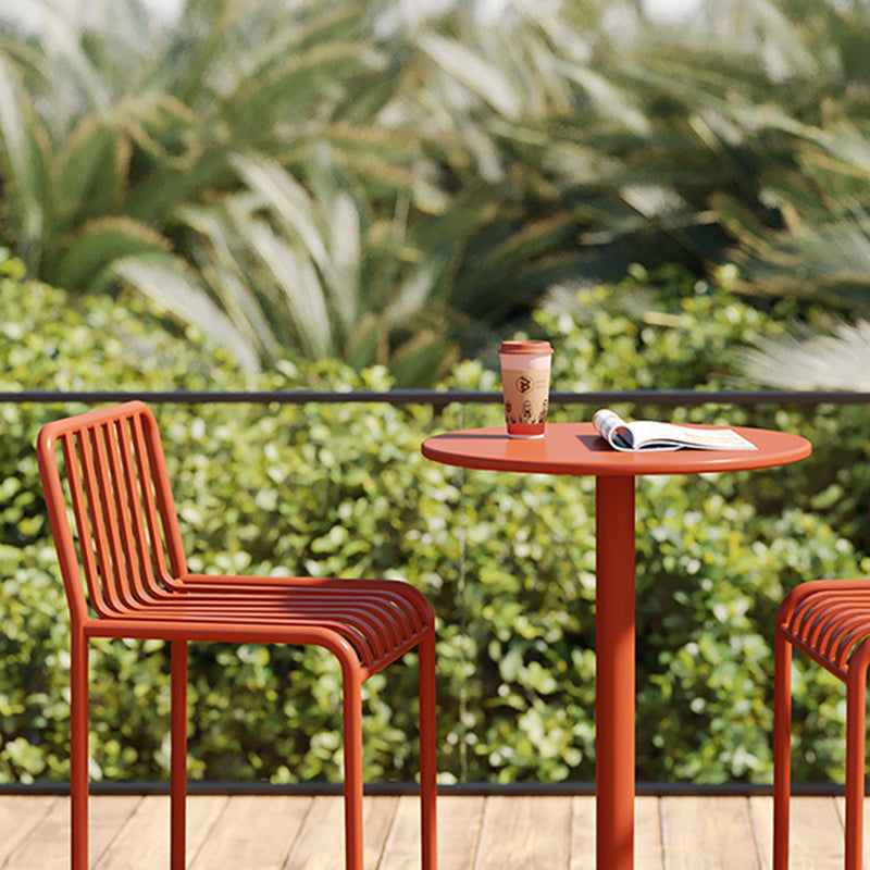 Sleek Modern Minimalist Rectangular Skeleton Iron Outdoor Bar Stool, Armless for Garden