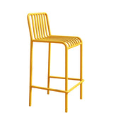 Sleek Modern Minimalist Rectangular Skeleton Iron Outdoor Bar Stool, Armless for Garden