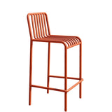 Sleek Modern Minimalist Rectangular Skeleton Iron Outdoor Bar Stool, Armless for Garden