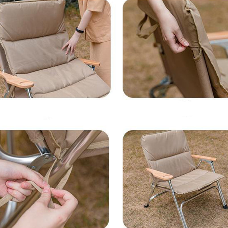 Modern Minimalist Rectangle Aluminum Outdoor Folding Chair with Oxford & Textilene Fabric, PVC Pearl Cotton Padding, Backrest & Armrests – Ideal for Garden & Camping