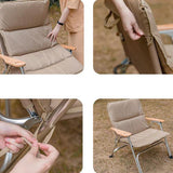 Modern Minimalist Rectangle Aluminum Outdoor Folding Chair with Oxford & Textilene Fabric, PVC Pearl Cotton Padding, Backrest & Armrests – Ideal for Garden & Camping
