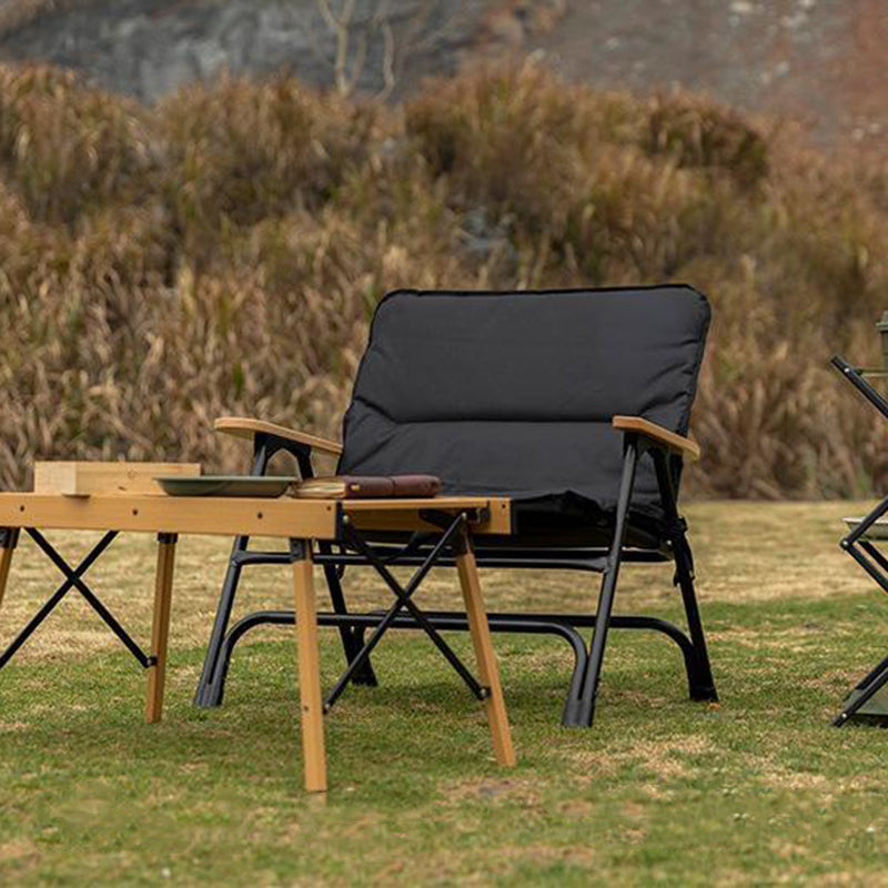 Modern Minimalist Rectangle Aluminum Outdoor Folding Chair with Oxford & Textilene Fabric, PVC Pearl Cotton Padding, Backrest & Armrests – Ideal for Garden & Camping