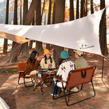 Modern Minimalist Rectangle Outdoor Folding Camping Chair with Aluminum Alloy Frame, Oxford Cotton Fabric, Detachable Backrest and Armrests for Garden