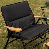 Modern Minimalist Rectangle Aluminum Outdoor Folding Chair with Oxford & Textilene Fabric, PVC Pearl Cotton Padding, Backrest & Armrests – Ideal for Garden & Camping