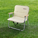 Modern Minimalist Rectangle Outdoor Folding Camping Chair with Aluminum Alloy Frame, Oxford Cotton Fabric, Detachable Backrest and Armrests for Garden