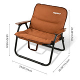 Modern Minimalist Rectangle Outdoor Folding Camping Chair with Aluminum Alloy Frame, Oxford Cotton Fabric, Detachable Backrest and Armrests for Garden