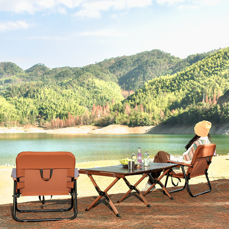 Modern Minimalist Rectangle Outdoor Folding Camping Chair with Aluminum Alloy Frame, Oxford Cotton Fabric, Detachable Backrest and Armrests for Garden
