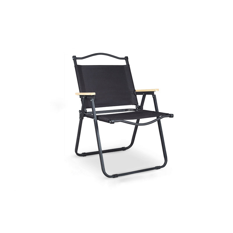 Modern Minimalist Rectangle Folding Outdoor Chair – Carbon Steel & Aluminum Alloy Frame, Beech Wood Armrests, Oxford Fabric Seat, PET Backrest, Portable & Detachable for Garden and Camping