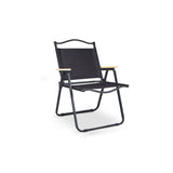 Modern Minimalist Rectangle Folding Outdoor Chair – Carbon Steel & Aluminum Alloy Frame, Beech Wood Armrests, Oxford Fabric Seat, PET Backrest, Portable & Detachable for Garden and Camping