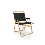 Modern Minimalist Rectangle Folding Outdoor Chair – Carbon Steel & Aluminum Alloy Frame, Beech Wood Armrests, Oxford Fabric Seat, PET Backrest, Portable & Detachable for Garden and Camping