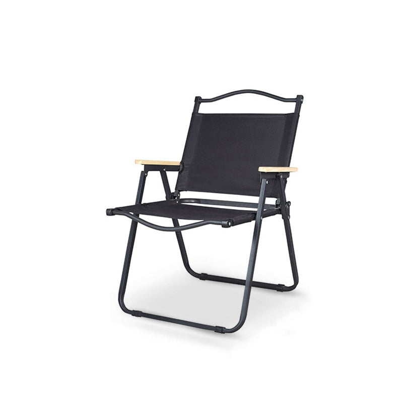 Modern Minimalist Rectangle Folding Outdoor Chair – Carbon Steel & Aluminum Alloy Frame, Beech Wood Armrests, Oxford Fabric Seat, PET Backrest, Portable & Detachable for Garden and Camping