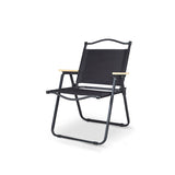 Modern Minimalist Rectangle Folding Outdoor Chair – Carbon Steel & Aluminum Alloy Frame, Beech Wood Armrests, Oxford Fabric Seat, PET Backrest, Portable & Detachable for Garden and Camping