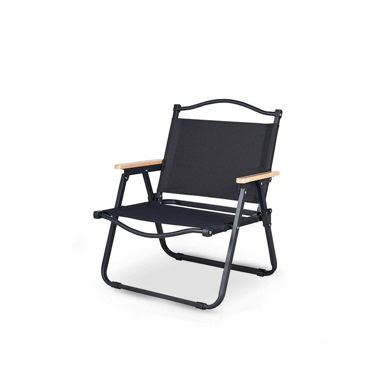 Modern Minimalist Rectangle Folding Outdoor Chair – Carbon Steel & Aluminum Alloy Frame, Beech Wood Armrests, Oxford Fabric Seat, PET Backrest, Portable & Detachable for Garden and Camping