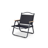 Modern Minimalist Rectangle Folding Outdoor Chair – Carbon Steel & Aluminum Alloy Frame, Beech Wood Armrests, Oxford Fabric Seat, PET Backrest, Portable & Detachable for Garden and Camping