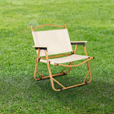 Modern Minimalist Rectangle Folding Outdoor Chair – Carbon Steel & Aluminum Alloy Frame, Beech Wood Armrests, Oxford Fabric Seat, PET Backrest, Portable & Detachable for Garden and Camping