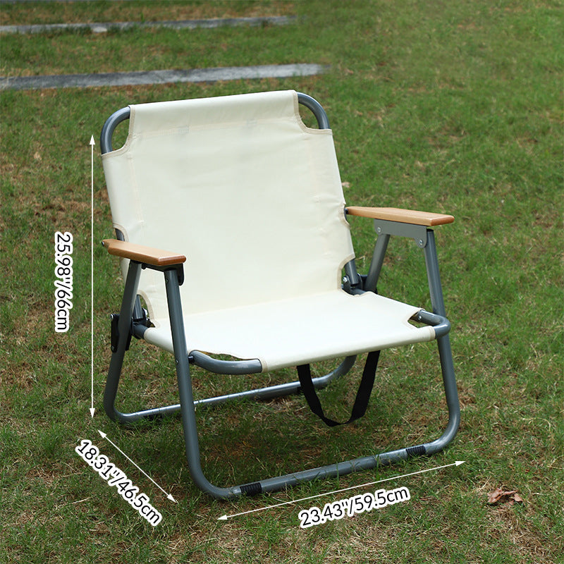 Modern Minimalist Rectangular Carbon Steel Folding Camping Chair with Oxford Fabric, Backrest and Armrests for Garden