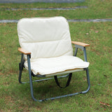 Modern Minimalist Rectangular Carbon Steel Folding Camping Chair with Oxford Fabric, Backrest and Armrests for Garden