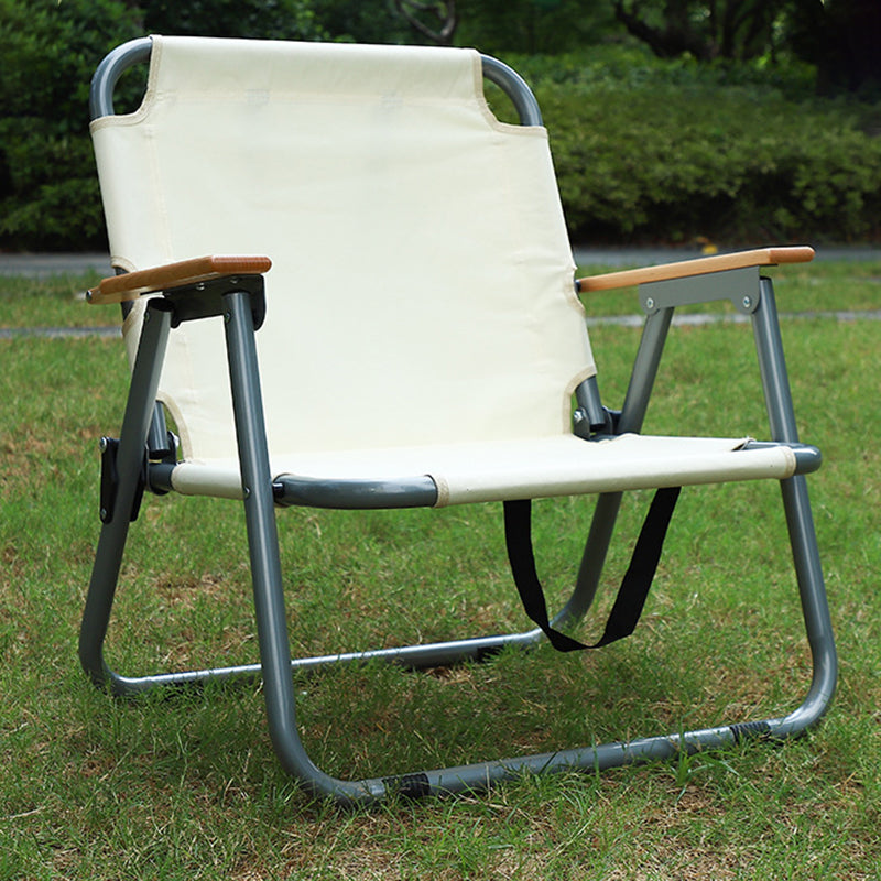 Modern Minimalist Rectangular Carbon Steel Folding Camping Chair with Oxford Fabric, Backrest and Armrests for Garden