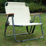 Modern Minimalist Rectangular Carbon Steel Folding Camping Chair with Oxford Fabric, Backrest and Armrests for Garden
