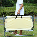 Modern Minimalist Rectangular Carbon Steel Folding Camping Chair with Oxford Fabric, Backrest and Armrests for Garden