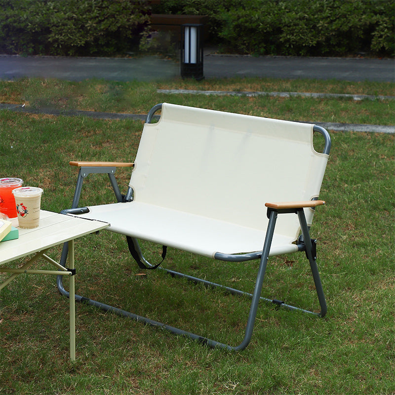 Modern Minimalist Rectangular Carbon Steel Folding Camping Chair with Oxford Fabric, Backrest and Armrests for Garden