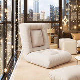 Modern Minimalist Rectangular Steel-Frame Armless Lounge Sofa with Backrest, Velvet and Cotton-Linen Upholstery, PP Cotton Fill, for Bedroom