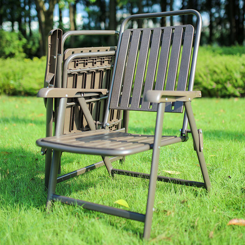 Modern Minimalist Waterproof Folding Camping Chair with Carbon Steel Frame, PVC Seat, Backrest & Armrests – Ideal for Garden